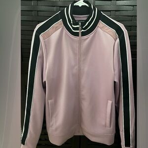 Pink and black neoprene track suit